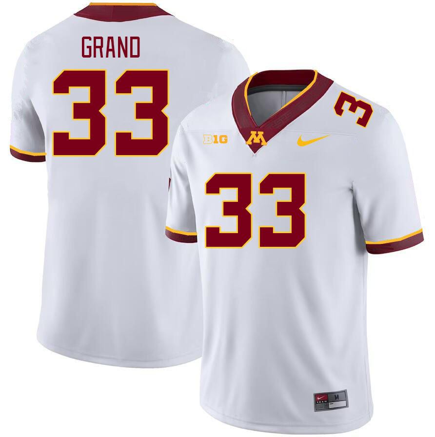 Men #33 Max Grand Minnesota Golden Gophers College Football Jerseys Stitched-White - Click Image to Close